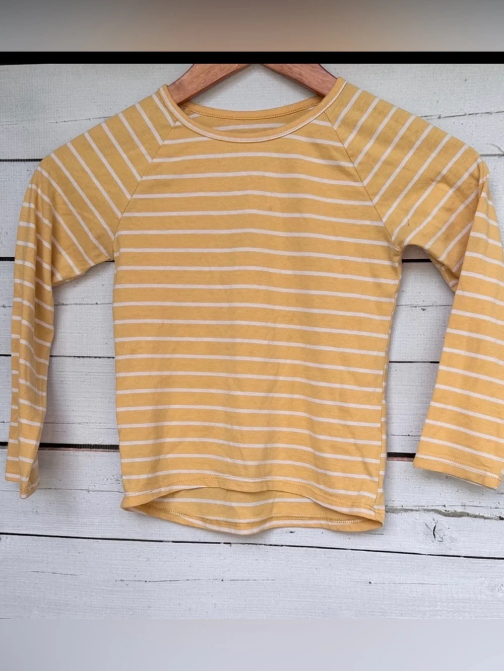 The Children's Place Girls Yellow Striped Raglan Long Sleeve Shirt - S 5/6